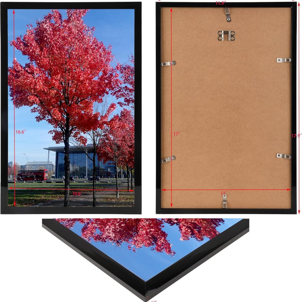 11x17 Picture Frame Black, Display pictures 11x17 Poster Frame, Wall Sign Poster Menu Photo Frames, 1 Pack - Image 3