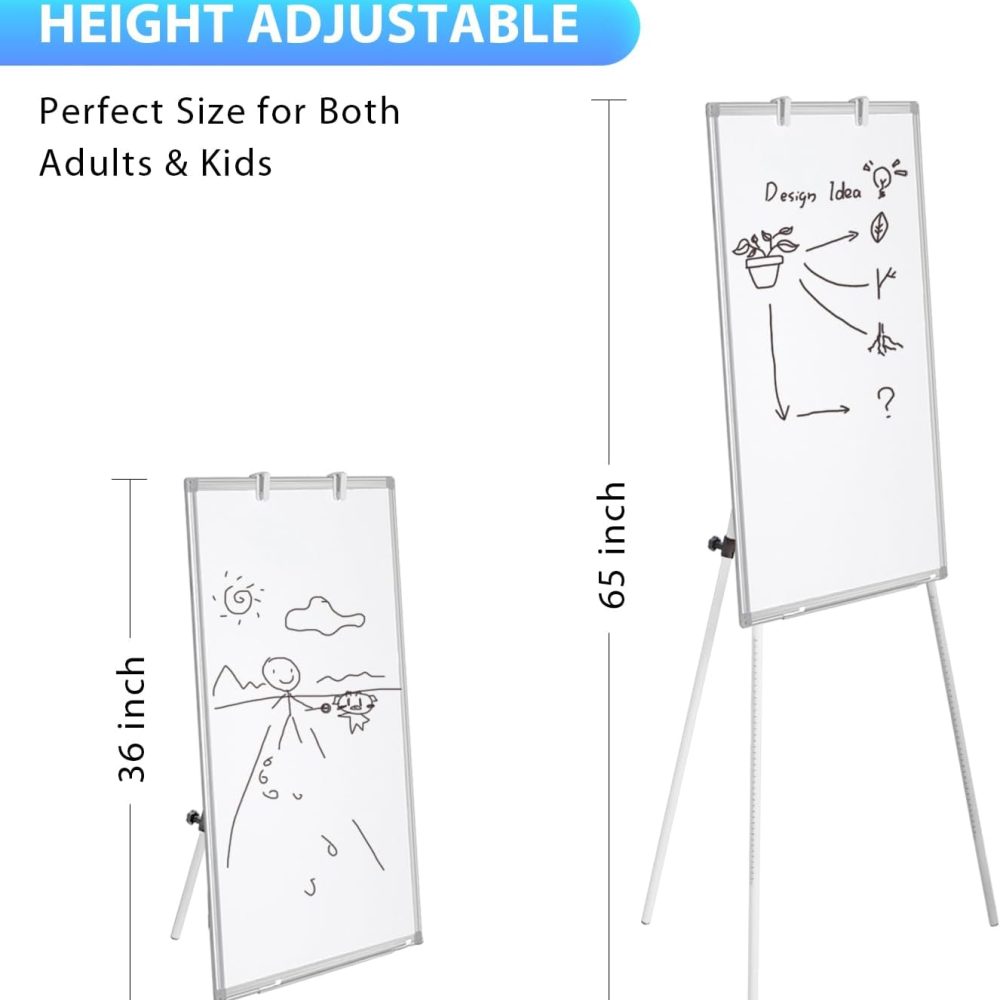 Easel Whiteboard - Magnetic Portable Dry Erase 36 x 24 Tripod Height Adjustable, 3' x 2' Flipchart Easel Stand White Board for Office or Teaching at Home & Classroom (36x24 White) - Image 3
