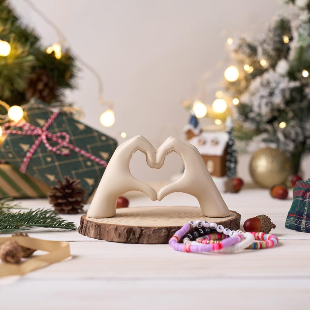 Heart Hands Sculpture Decor for Bedroom Living Room Bookshelf, Aesthetic Love Statues Accents Home Office Apartment Farmhouse Desk Table Decoration - Image 5