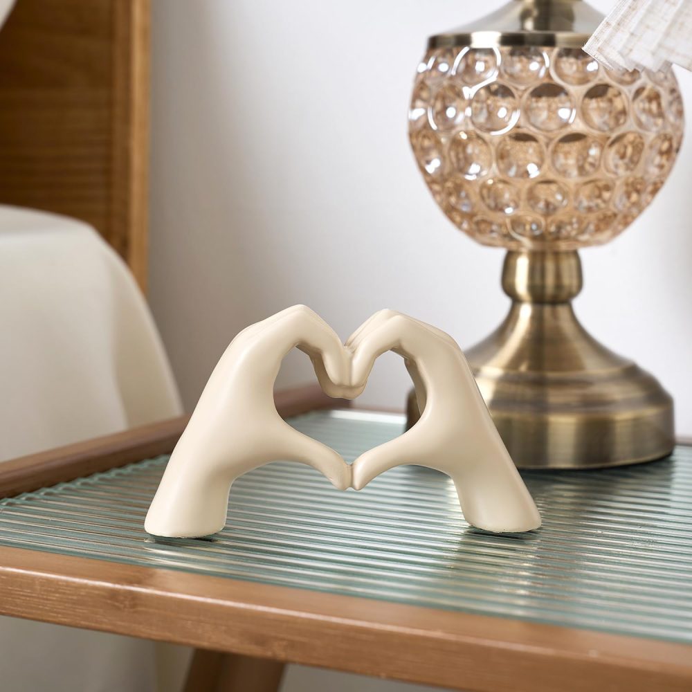 Heart Hands Sculpture Decor for Bedroom Living Room Bookshelf, Aesthetic Love Statues Accents Home Office Apartment Farmhouse Desk Table Decoration - Image 7