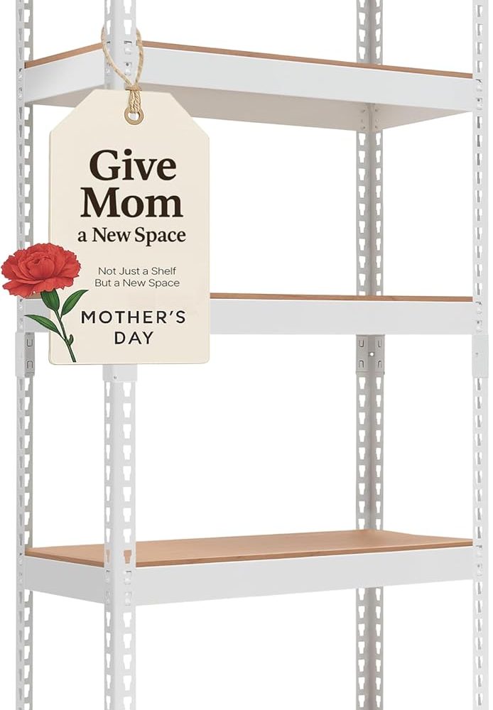HOMEDANT 5 Tier Laminated White Boltless Metal Shelving Unit Adjustable Garage Storage Utility Rack Heavy Duty Shelves Organization Multipurpose Shelf Warehouse Pantry 28" W x 12.3" D x 59.5" H 1Pack