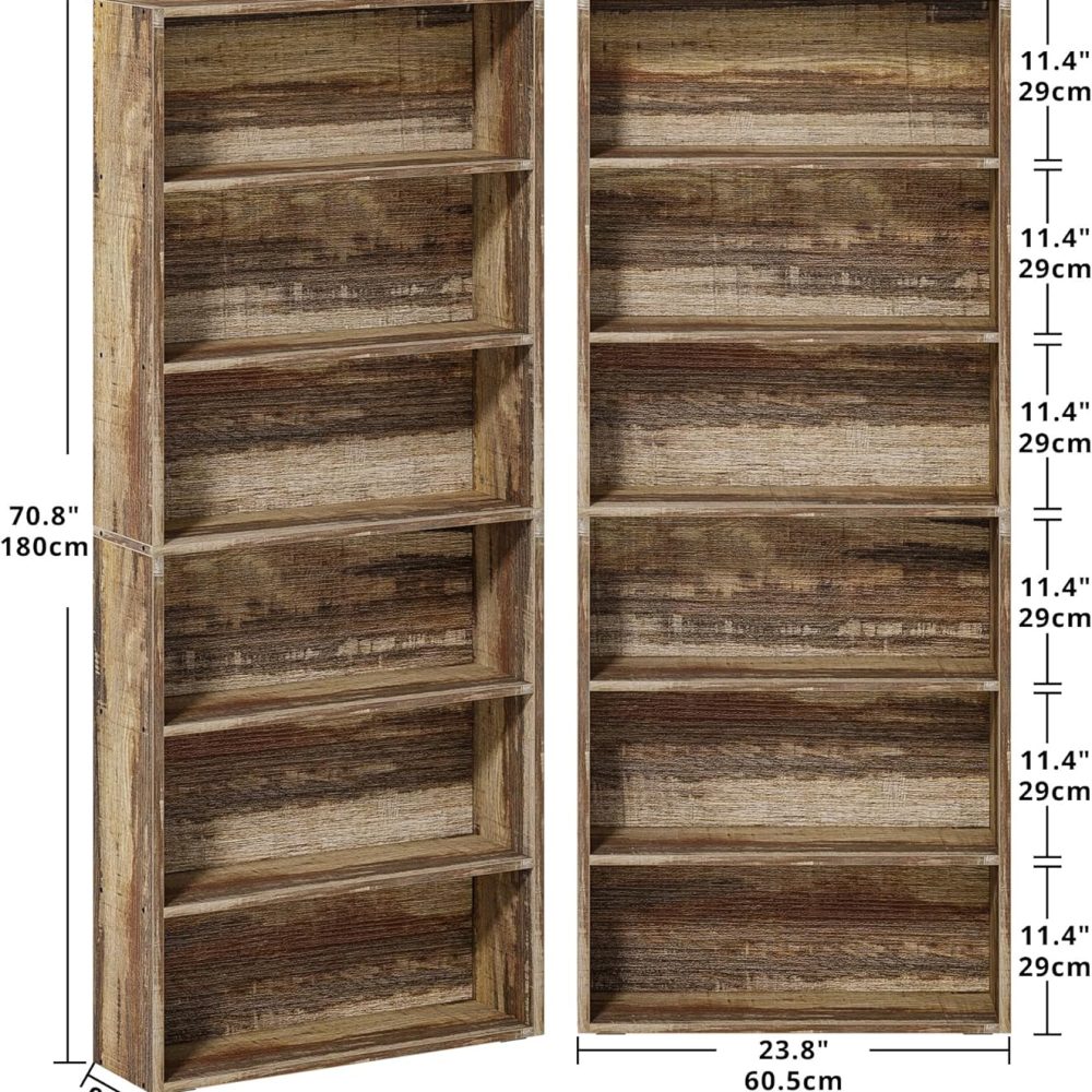 IRONCK Bookshelves and Bookcases Set of 2 Floor Standing 6 Tiers Display Storage Shelves 70 in Tall Bookcase Home Decor Furniture for Home Office, Living Room, Bed Room - Image 3