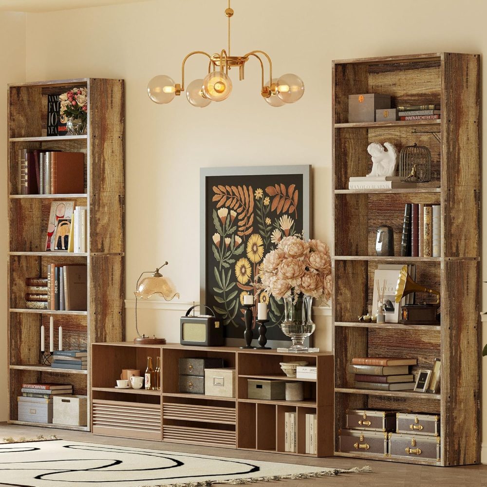 IRONCK Bookshelves and Bookcases Set of 2 Floor Standing 6 Tiers Display Storage Shelves 70 in Tall Bookcase Home Decor Furniture for Home Office, Living Room, Bed Room - Image 4