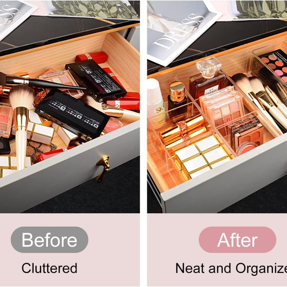 JessLab Acrylic Organizer, 3 Cube Sections Makeup Storage Box for Drawer, Vanity, Countertop, Bathroom, Kitchen Cabinet and Home Organization - Image 3