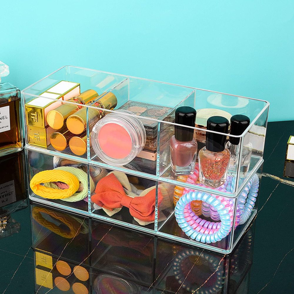 JessLab Acrylic Organizer, 3 Cube Sections Makeup Storage Box for Drawer, Vanity, Countertop, Bathroom, Kitchen Cabinet and Home Organization - Image 5