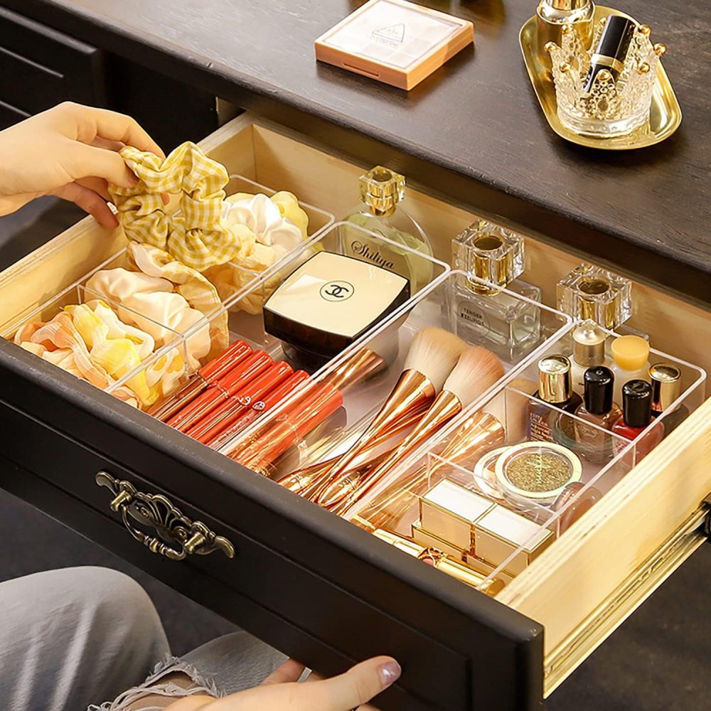 JessLab Acrylic Organizer, 3 Cube Sections Makeup Storage Box for Drawer, Vanity, Countertop, Bathroom, Kitchen Cabinet and Home Organization - Image 6