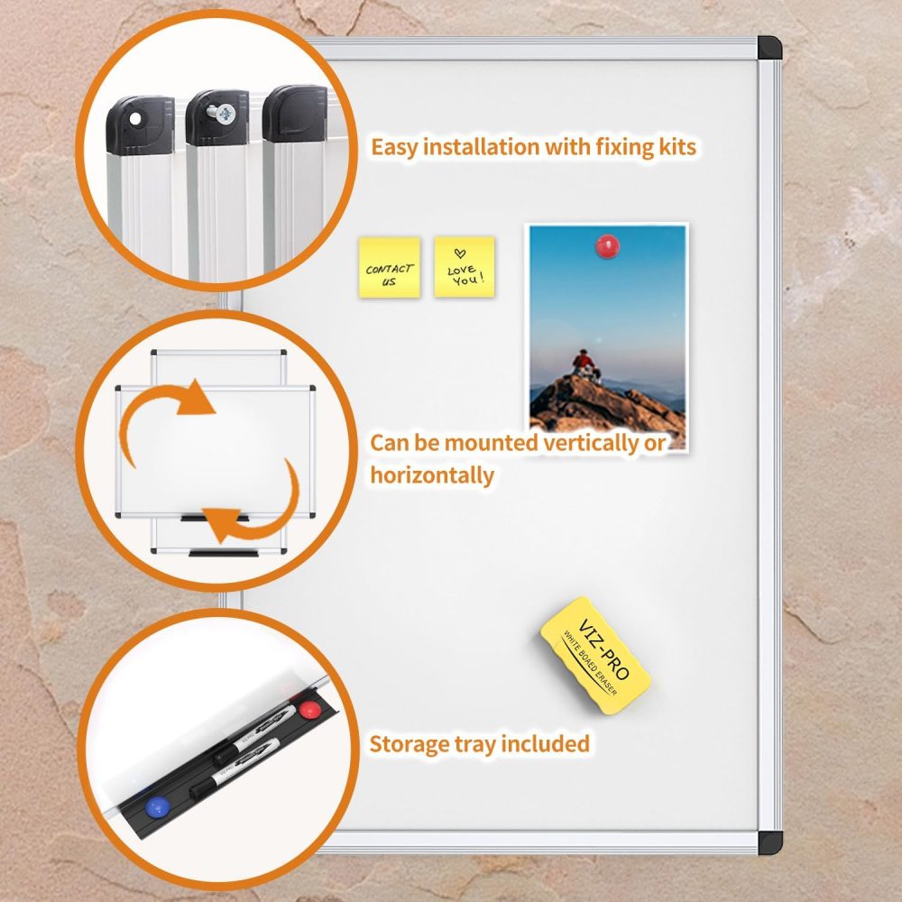 VIZ-PRO Magnetic Whiteboard/Dry Erase Board, 18 X 12 Inches, Includes 1 Eraser & 2 Markers & 4 Magnets - Image 4